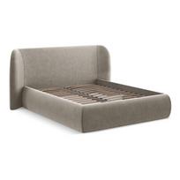 Taupe spalvos dvigulė lova audiniu dengta su sandėliavimo vieta su lovos grotelėmis 180x200 cm Hauke – Makamii