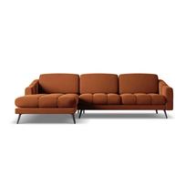 Oranžinės spalvos iš velveto kampinė sofa (su kairiuoju kampu) Nalu – Makamii