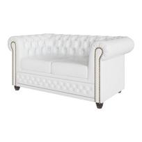 Balta sofa-lova iš odos imitacijos 148 cm York - Ropez