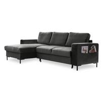 Tamsiai pilka aksominė sofa-lova Miuform Lofty Lilly, kairysis kampas