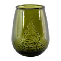 Žalia stiklinė vaza su kalėdiniu motyvu Ego Dekor Arbol de Navidad, aukštis 13 cm