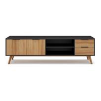 Juodos/natūralios pušies TV staliukas 180x53 cm Lavis - Marckeric