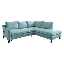 Šviesiai mėlyna sofa-lova Miuform Charming Charlie L, dešinysis kampas