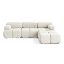 Baltos spalvos iš velveto modulinė kampinė sofa Lokua – Makamii