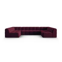 Bordo spalvos aksominė kampinė sofa (U formos) Kendal - Micadoni Home