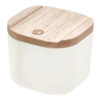 Balta dėžutė su dangteliu pagaminta iš paulovnijos medienos iDesign Eco, 9 x 9 cm