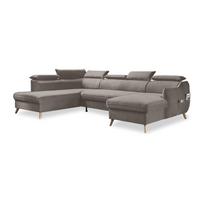Sulankstoma kampinė sofa iš velveto šviesiai rudos spalvos (su kairiuoju kampu/„U“ formos) Sweet Harmony – Miuform