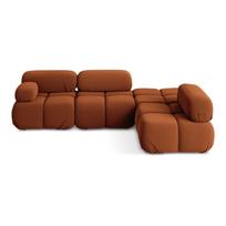 Oranžinės spalvos iš velveto modulinė kampinė sofa (su dešiniuoju kampu) Lokua – Makamii