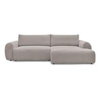 Iš kordinio velveto sulankstoma kampinė sofa šviesiai pilkos spalvos/smėlio spalvos (su dešiniuoju kampu) Lucien – Bobochic Paris