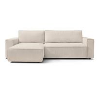 Sulankstoma kampinė sofa baltos spalvos/smėlio spalvos iš kordinio velveto (kintama) Nihad – Bobochic Paris