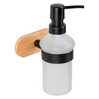 Klijuojamas iš stiklo muilo dozatorius juodos spalvos/natūralios spalvos 300 ml Orea Bamboo – Wenko