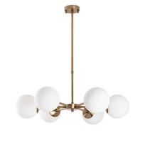 Baltos spalvos/žalvario spalvos kabantis šviestuvas ø 73 cm su stiklo gaubtu Akkas – Opviq lights