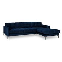 Tamsiai mėlyna aksominė kampinė sofa Cosmopolitan Design Bali, dešinysis kampas