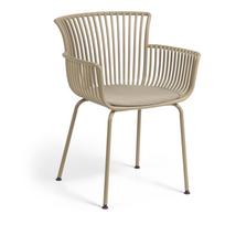 Smėlio spalvos metalinė/plastikinė sodo kėdė Surpika – Kave Home