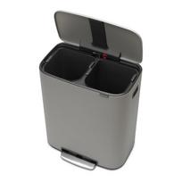 Iš plieno šiukšliadėžė šviesiai pilkos spalvos rūšiavimui/su pedalu 60 l Bo – Brabantia
