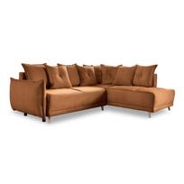Sulankstoma kampinė sofa iš kordinio velveto raudonos plytų spalvos (su dešiniuoju kampu) Lazy Lukka – Miuform