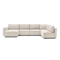 Kampinė sofa kreminės spalvos iš kordinio velveto (su dešiniuoju kampu/„U“ formos) Nihad modular – Bobochic Paris