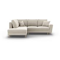 Smėlio spalvos iš velveto sulankstoma/su sandėliavimo vieta kampinė sofa (su kairiuoju kampu/„L“ formos) Kyoto – Cosmopolitan Design