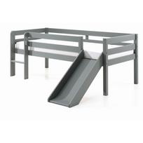 Pilka paaukštinta vaikiška lova su čiuožykla Vipack Pino, 90 x 200 cm
