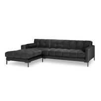 Tamsiai pilka aksominė kampinė sofa Cosmopolitan Design Bali, kairysis kampas