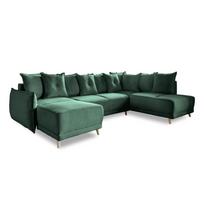 Sulankstoma kampinė sofa iš kordinio velveto žalios spalvos (su dešiniuoju kampu/„U“ formos) Lazy Lukka – Miuform