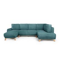 Iš kordinio velveto sulankstoma kampinė sofa turkio spalvos (su dešiniuoju kampu/„U“ formos) Tori – Bonami Selection