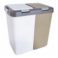 Iš plastiko šiukšliadėžė baltos spalvos/smėlio spalvos 2x20 l rūšiavimui Duo Dust – Orion