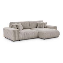 Šviesiai pilkos spalvos iš kordinio velveto sulankstoma/su sandėliavimo vieta kampinė sofa (su dešiniuoju kampu) Sarina – Ropez