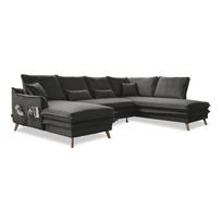 Sulankstoma kampinė sofa tamsiai pilkos spalvos (su dešiniuoju kampu/„U“ formos) Charming Charlie – Miuform