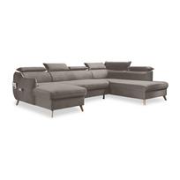 Sulankstoma kampinė sofa iš velveto šviesiai rudos spalvos (su dešiniuoju kampu/„U“ formos) Sweet Harmony – Miuform