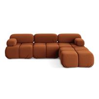 Oranžinės spalvos iš velveto modulinė kampinė sofa Lokua – Makamii