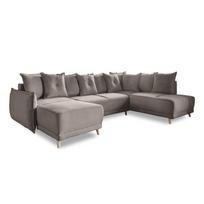 Sulankstoma kampinė sofa iš kordinio velveto šviesiai rudos spalvos (su dešiniuoju kampu/„U“ formos) Lazy Lukka – Miuform