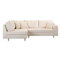 Kampinė sofa kreminės spalvos iš kordinio velveto (su kairiuoju kampu) Ariella – Ropez