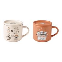 Iš porceliano puodeliai oranžinės spalvos/smėlio spalvos 2 vnt. 350 ml Cats – Brandani