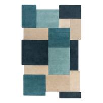 Iš vilnos kilimas mėlynos spalvos/smėlio spalvos 150x240 cm Abstract Collage – Flair Rugs