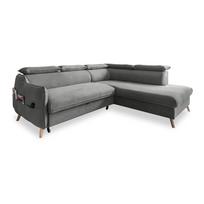 Sulankstoma kampinė sofa iš velveto šviesiai pilkos spalvos (su dešiniuoju kampu) Sweet Harmony – Miuform