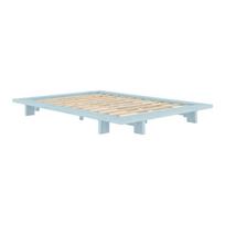 Iš pušies masyvo dvigulė lova šviesiai mėlynos spalvos su lovos grotelėmis 180x200 cm Japan – Karup Design