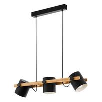 Kabantis šviestuvas juodos spalvos/natūralios spalvos su metaliniu gaubtu HORNWOOD – EGLO
