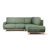 Iš kordinio velveto sulankstoma kampinė sofa šviesiai žalios spalvos (su dešiniuoju kampu) Tori – Bonami Selection