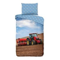 Mėlynos spalvos iš flanelės viengulė vaikiška patalynė 140x200 cm Tractor – Good Morning