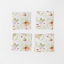 4 kalėdinių padėkliukų rinkinys Linen Tales Merry, 10 x 10 cm