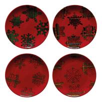 4 keramikos desertinių lėkščių rinkinys Casafina Snowflake, ø 21,6 cm