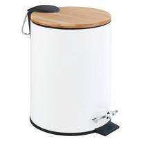 Balta šiukšliadėžė su pedalu Wenko Tortona Bamboo, 3 l