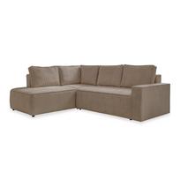 Iš kordinio velveto sulankstoma kampinė sofa smėlio spalvos (su kairiuoju kampu) Brave Dave – Miuform