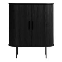 Spintelė juodos spalvos iš ąžuolo su stumdomomis durimis 100x118 cm Nola – Unique Furniture