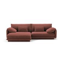 Iš velveto kampinė sofa rožinės spalvos (su kairiuoju kampu/su gultu) Torino – Micadoni