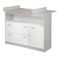 Žema su vystymo stalu vaikiška šoninė spintelė baltos spalvos iš ąžuolo 117x98 cm Julia – Roba