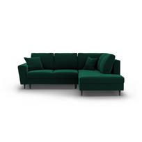 Žalios spalvos iš velveto sulankstoma/su sandėliavimo vieta kampinė sofa (su dešiniuoju kampu/„L“ formos) Kyoto – Cosmopolitan Design
