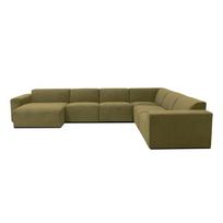 Žalios spalvos aksominė modulinė U formos sofa Scandic Sting, kairysis kampas