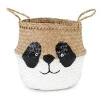 Iš jūržolės vaikiškas krepšys baltos spalvos/natūralios spalvos ø 25x24 cm Panda – Compactor